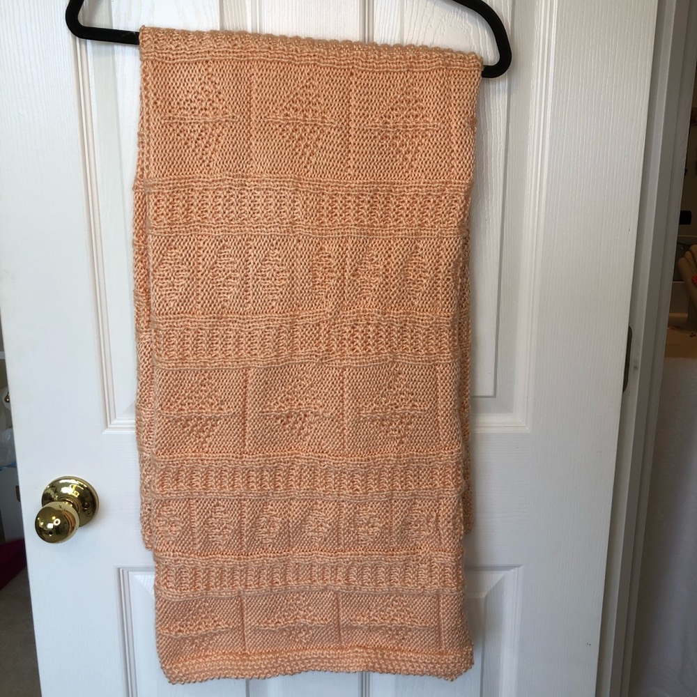 Hand Knitted Baby Blanket 46”x 48” Large Babys Shower Birthday christening Gift
